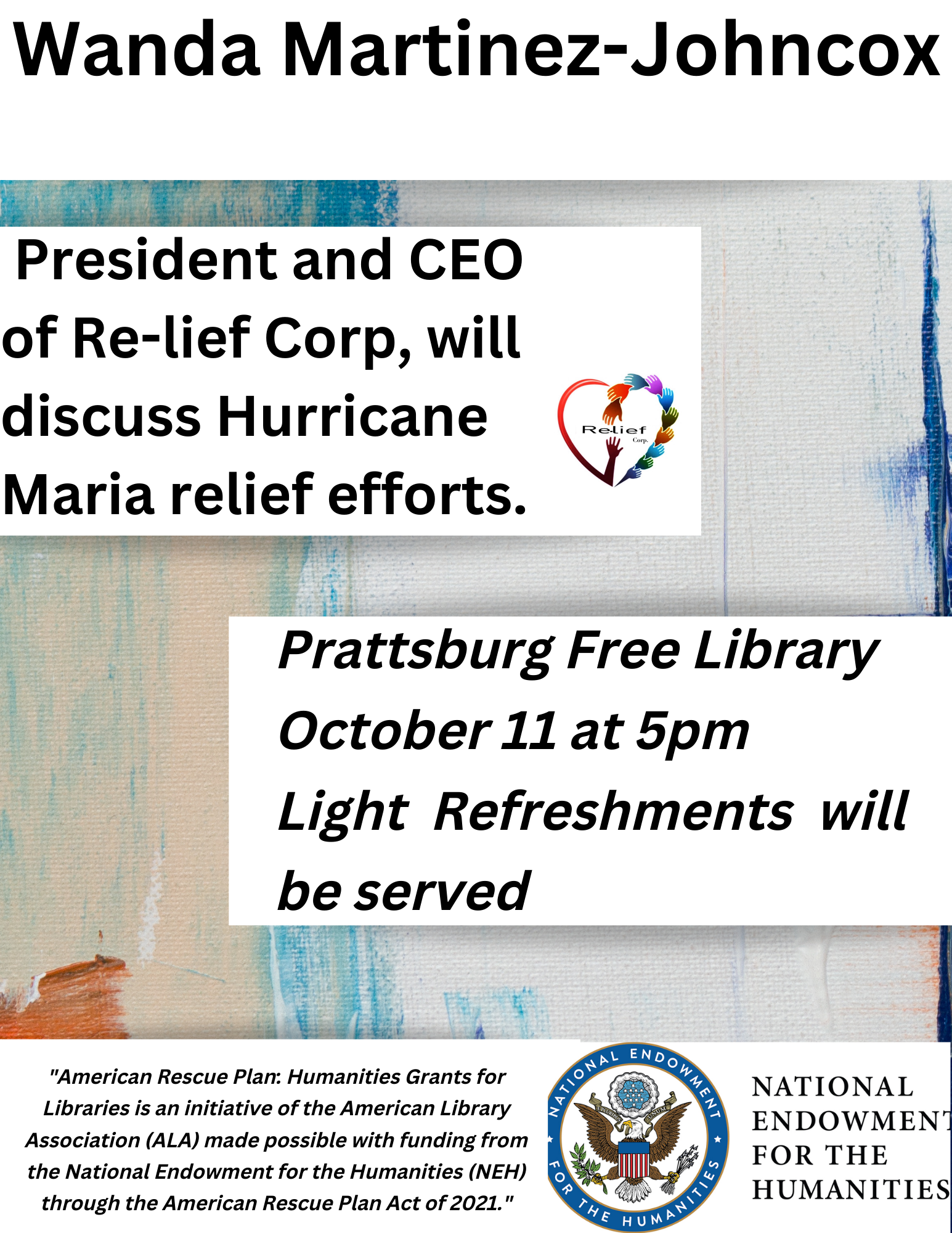 Wanda Martinez-Johncox will speak at Prattsburg Free Library
