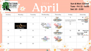 2024 April Monthly Calendar Prattsburg Free Library